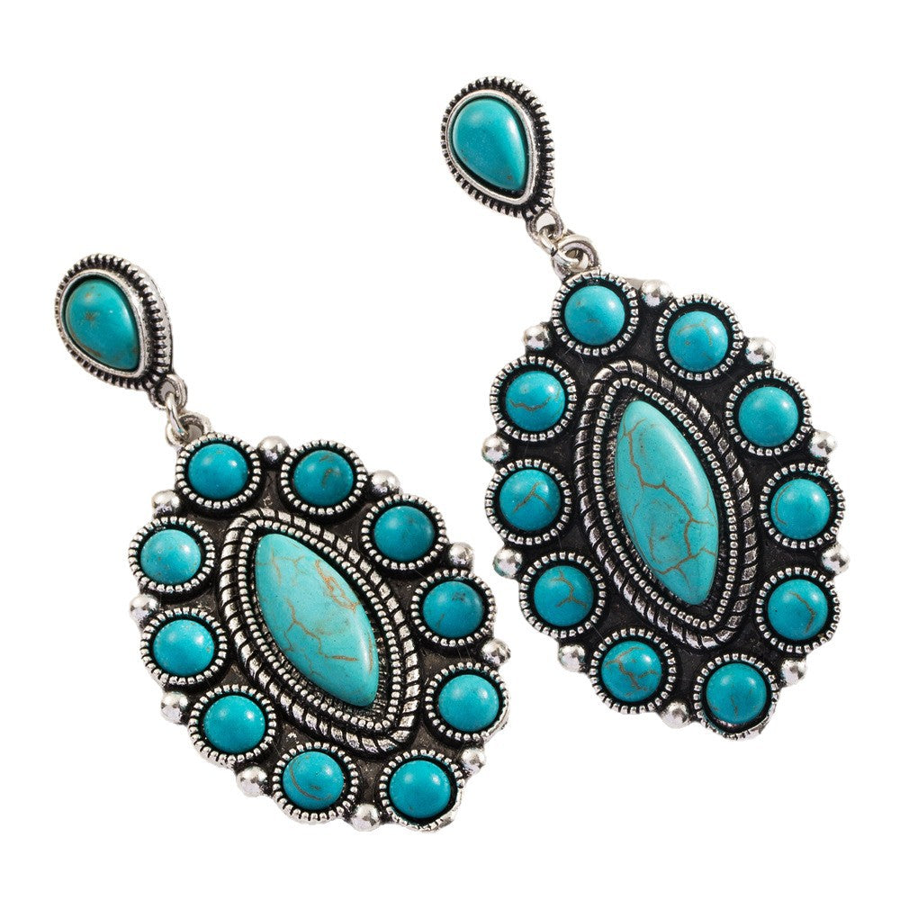 Wholesale bohemian turquoise leather earrings