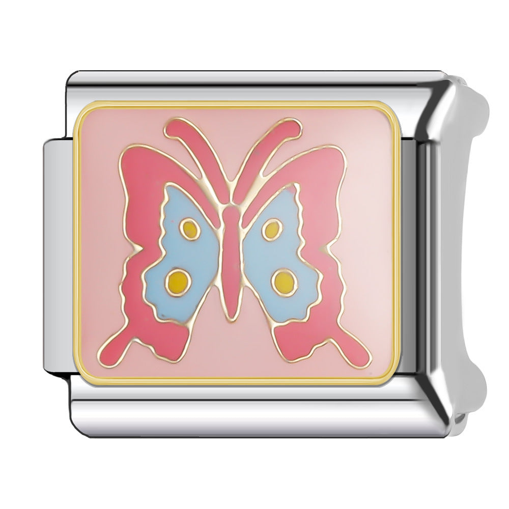 Wholesale Italian Charm Bracelet 9mm DIY Splicing Butterfly Stainless Steel Composable Bracelet