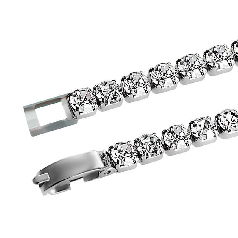 Wholesale  4mm rhinestone claw chain titanium steel bracelet