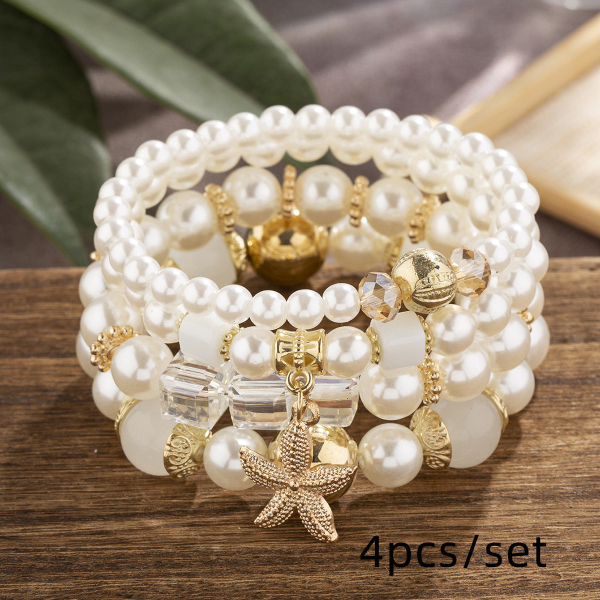 Wholesale Bohemian Creative Starfish Pearl Multi-layer Beaded Bracelet ACC-BT-Lijie006