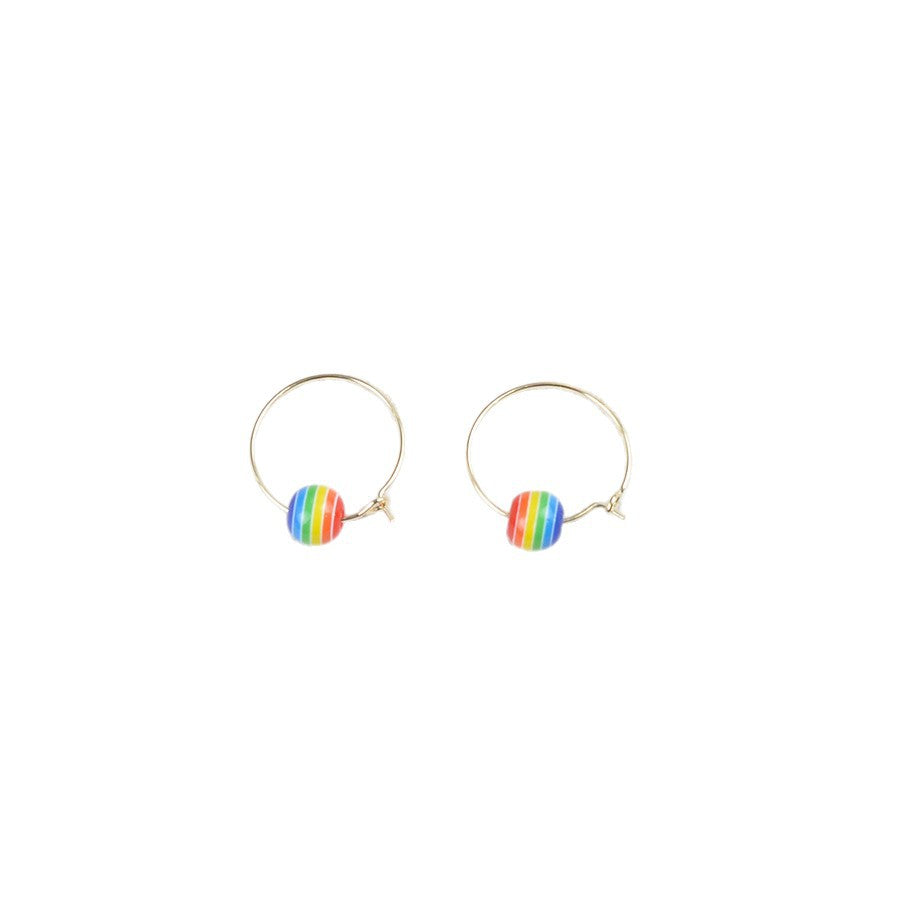 Wholesale Rainbow Stripe Round Beaded Earrings