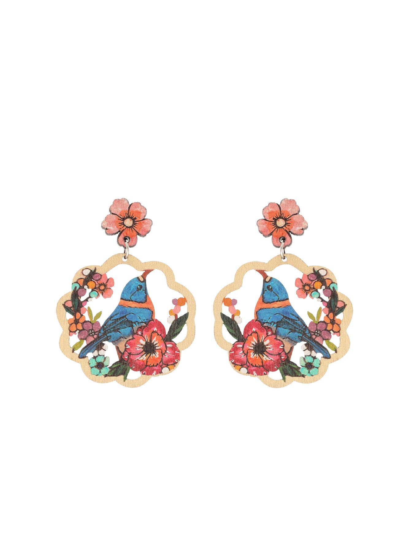 Wholesale  Bohemian Coconut Flower Bird Hollow Earrings Round Earrings