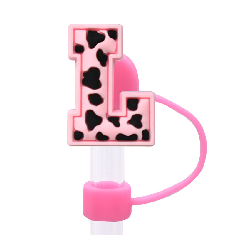 Wholesale Random 100pcs Pink leopard print cartoon Straw Cover Straw Tube Cap