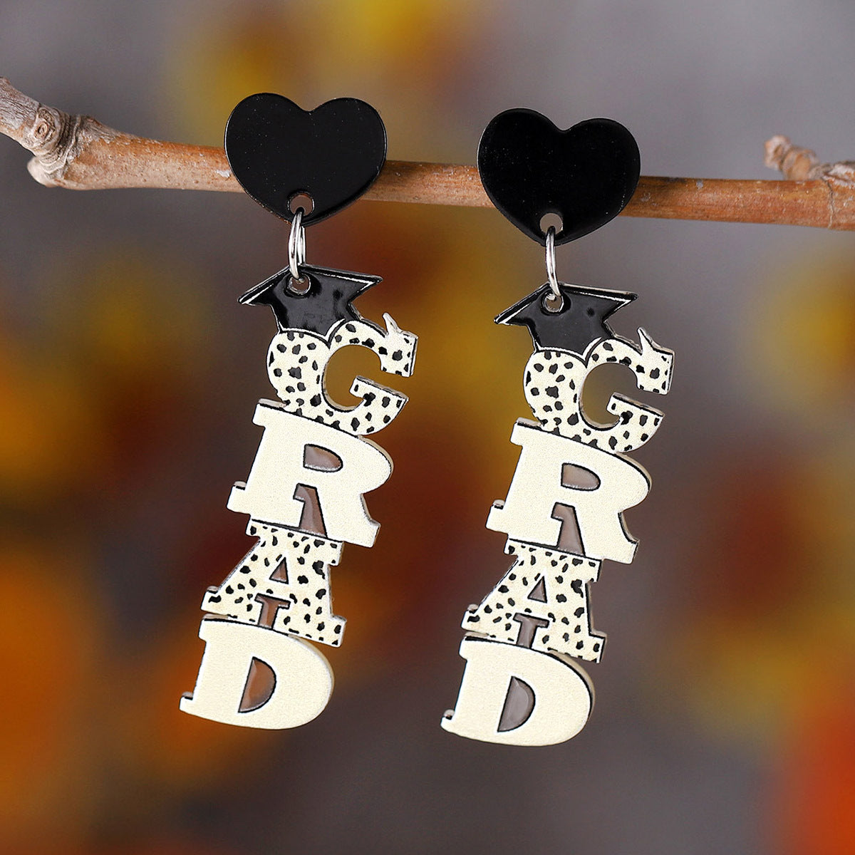 Wholesale  Bachelor's Hat Book Love Stitching Pendant Earrings