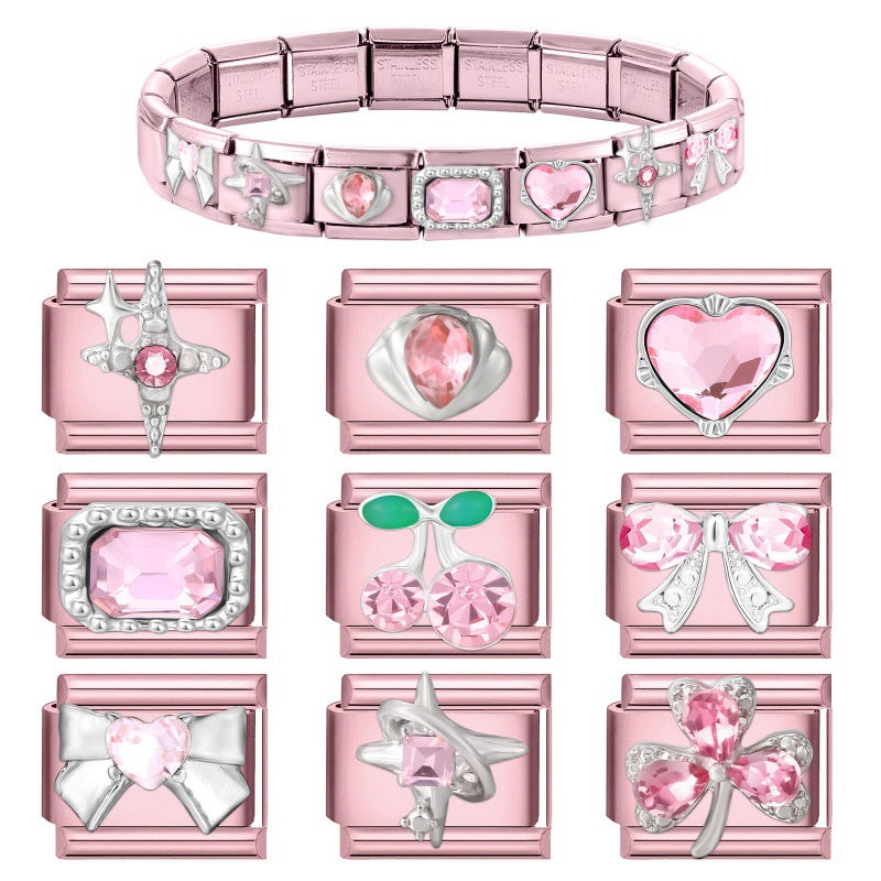 Wholesale  9mm Italian Charm Starter Bracelets DIY square Single Section Creative Stainless Steel Composable Bracelet