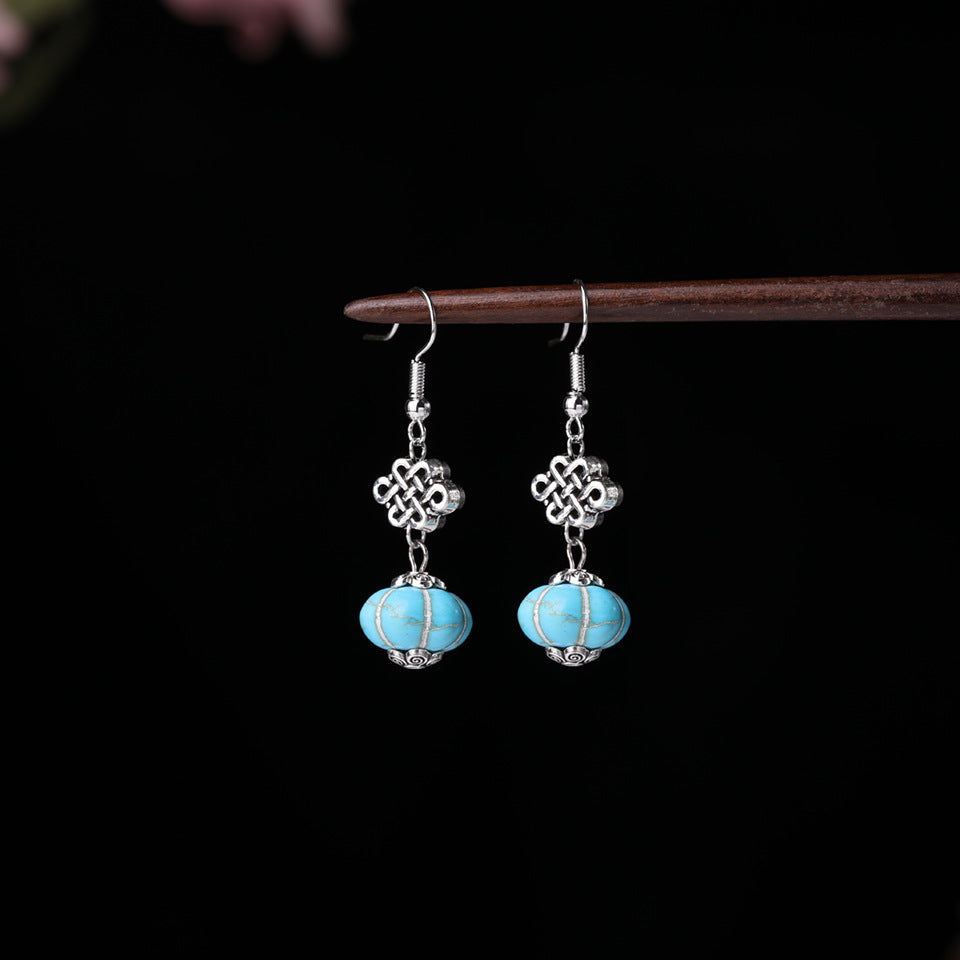 Wholesale Alloy Flower Tassel Earrings Retro Ethnic Turquoise Style Fashion Jewelry For Party Wear