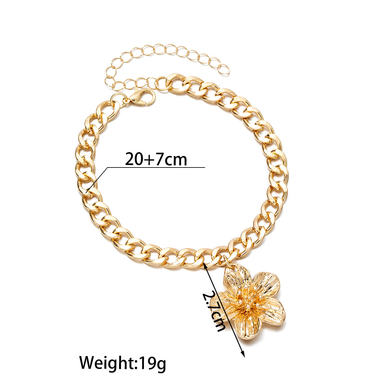 Wholesale three-dimensional alloy flower  anklet