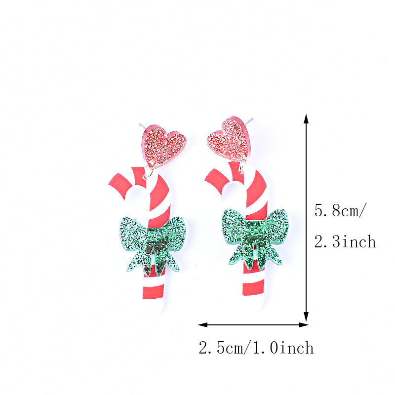 Wholesale Christmas Green Furry Monster  Heart-Shaped Earrings