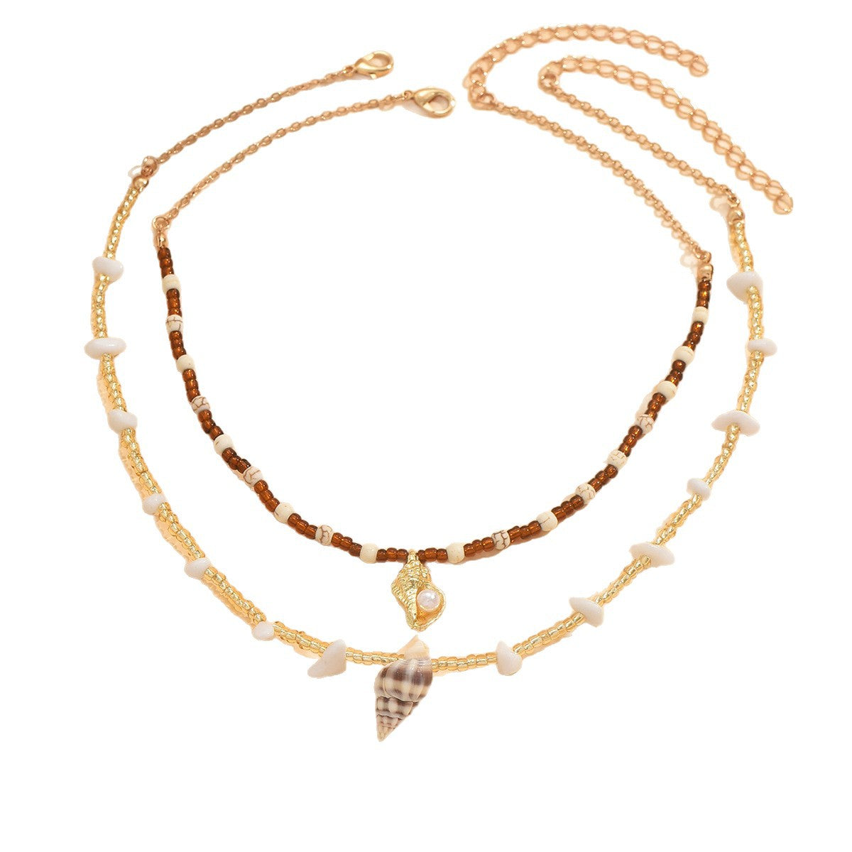 Wholesale Bohemian style seed bead and pebble bead necklace