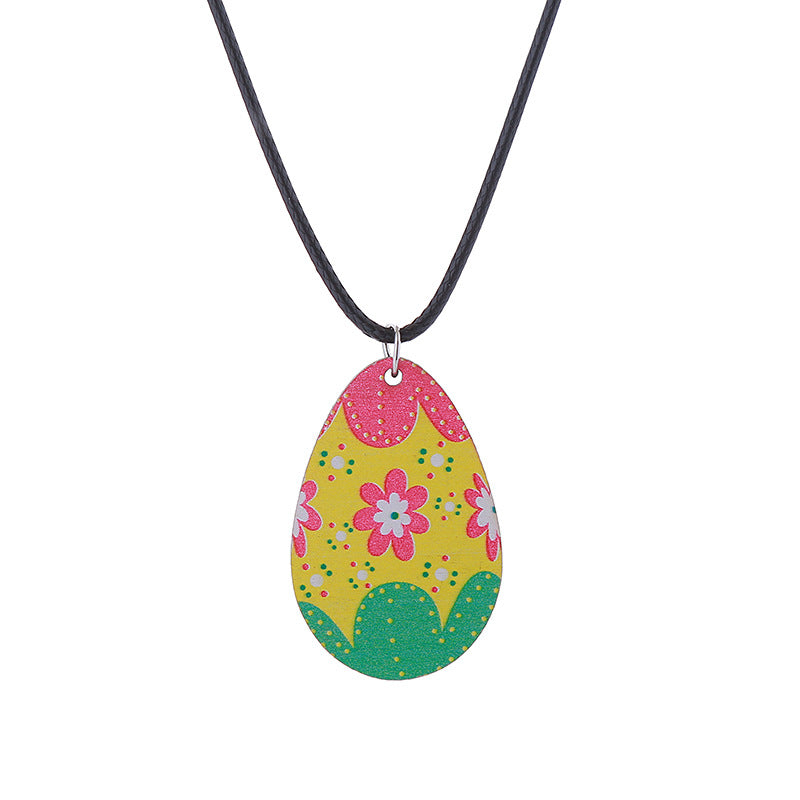 Wholesale Easter Earrings Rabbit Flower Basket Print Wooden Earrings