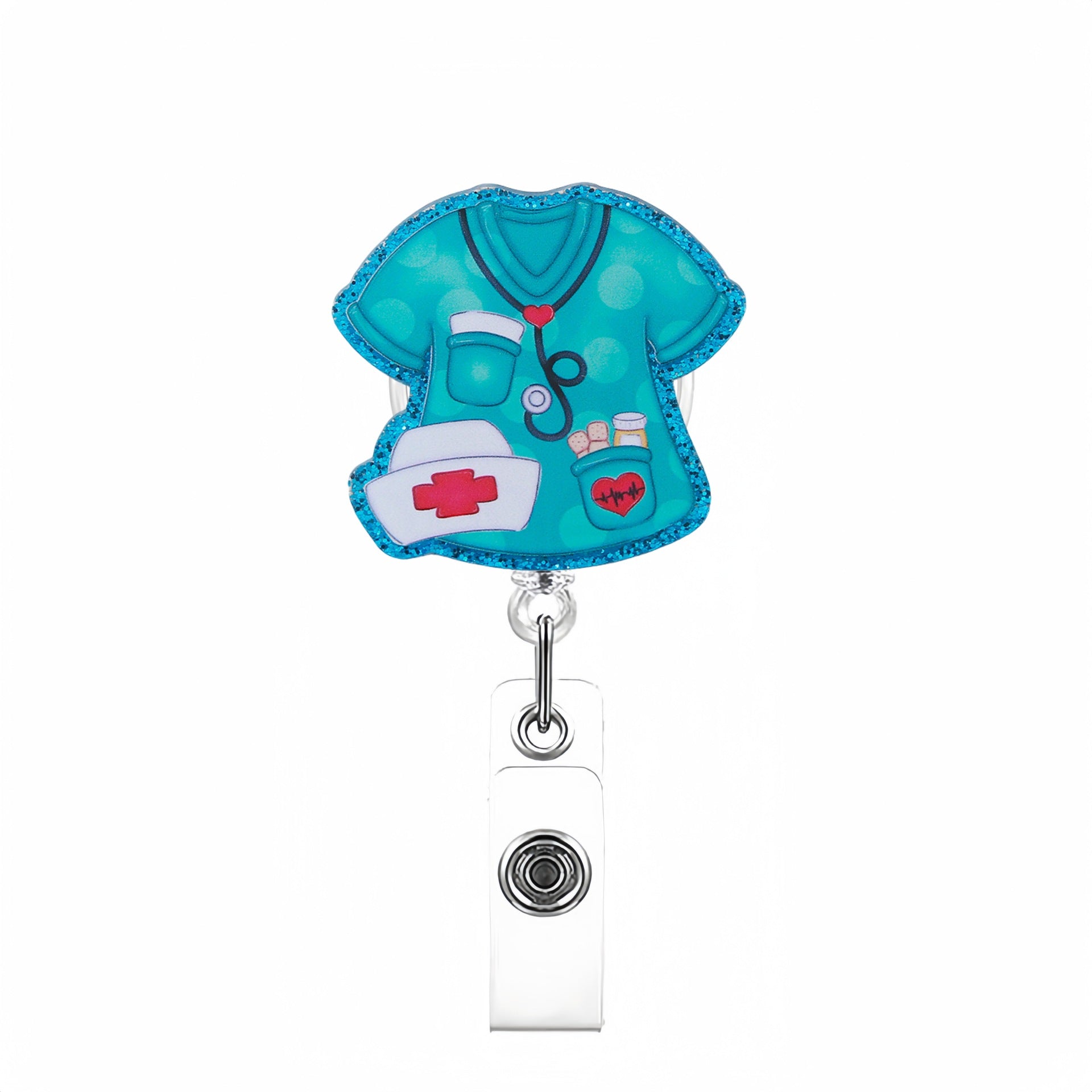 Wholesale 10pcs Nurse Theme Acrylic Retractable Clip Badge Keychain