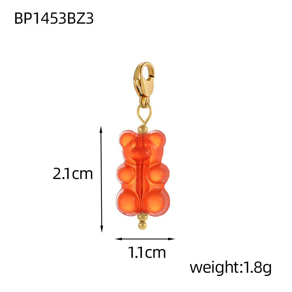 Wholesale  Macaron Colorful Bear DIY Jewelry Pendant
