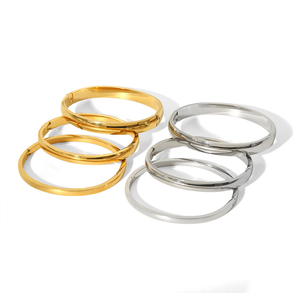 Wholesale Hand Polished 18K Gold Electroplated Stainless Steel Bracelet Trendy Fashion Accessory for Women