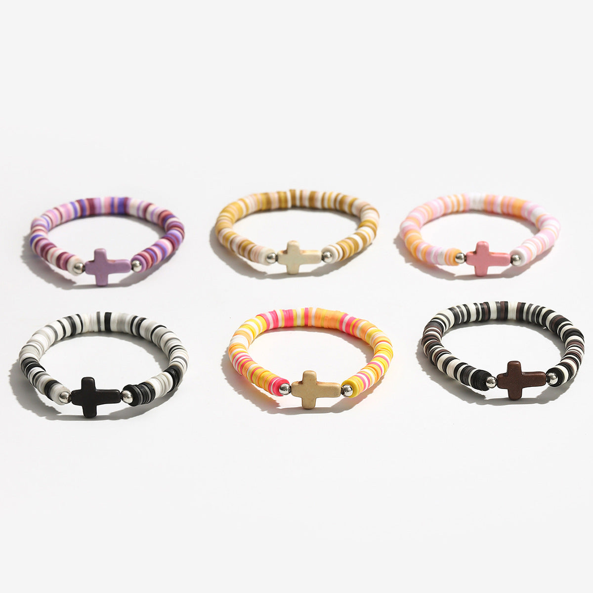 Wholesale Natural Stone Cross Bohemian Colorful Bracelet