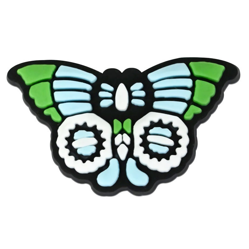 Wholesale   Random 100pcs Colorfulful Moth Series PVC Soft Rubber Shoe Buckle Decoration