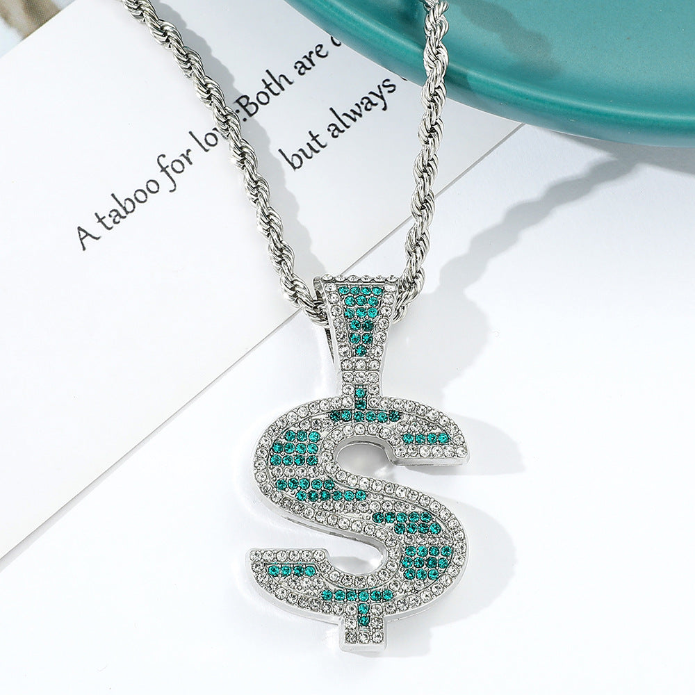 Wholesale Diamond Dollar Twirl Necklace Hip Hop Necklaces ACC-NE-YBY001