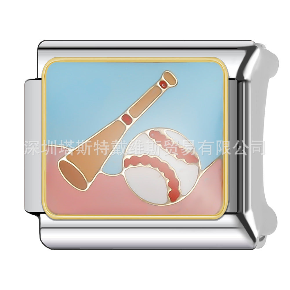 Wholesale 9mm Italian Charm Starter Bracelets DIY square Single Section Creative Stainless Steel Composable Bracelet