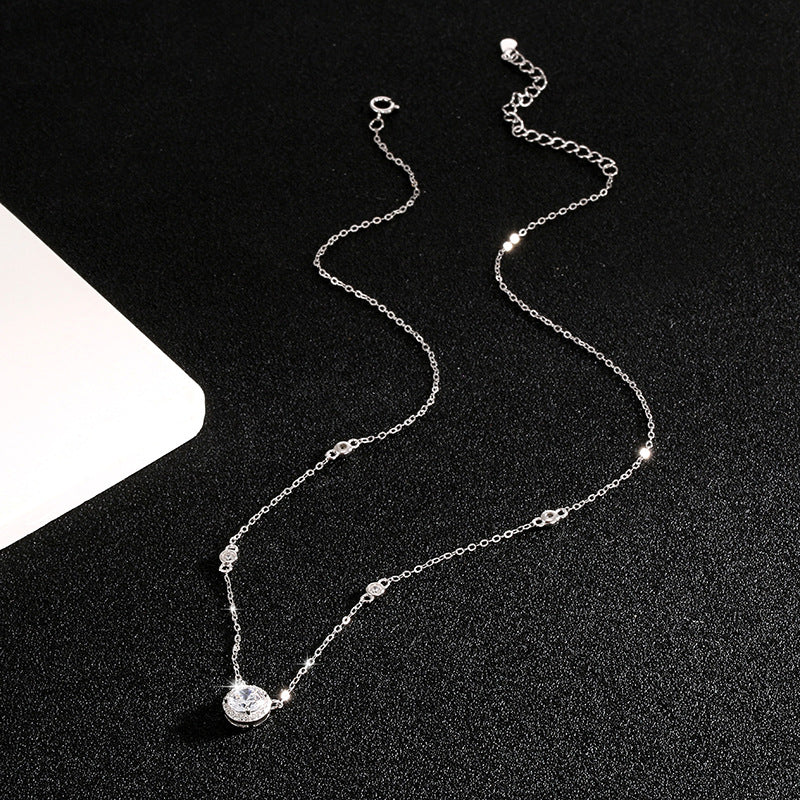 Wholesale S925 Sterling Silver Inlaid Zircon Dot Starlight Necklace