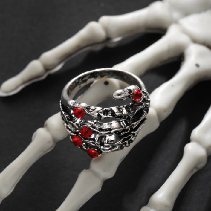 Wholesale Vintage Dark Goth Theme Skull Hand Diamond Ring ACC-RS-JunJie003