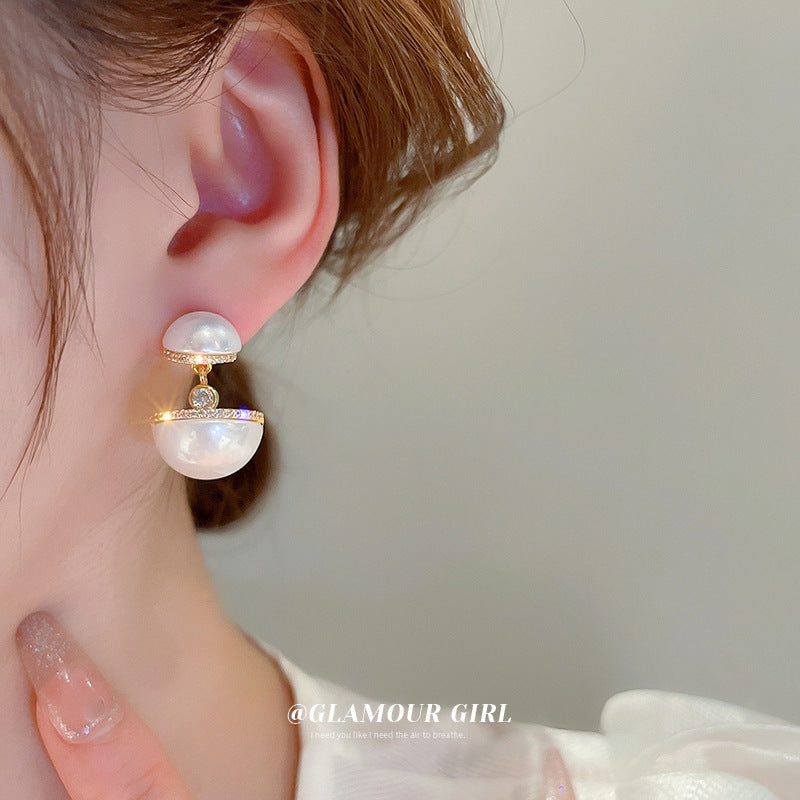 Wholesale Real Gold Silver Needle Zircon Pearl Earrings