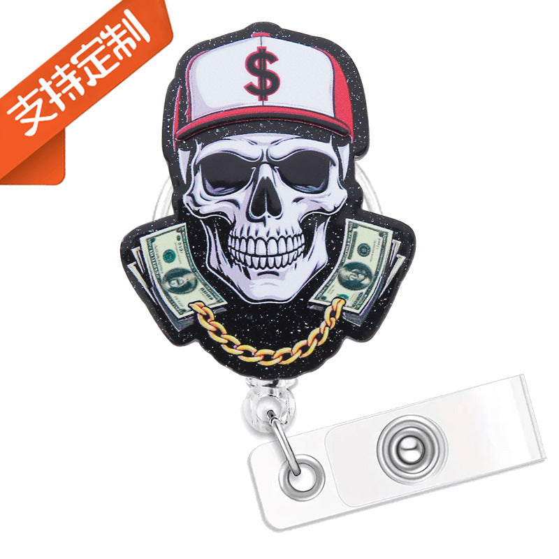Wholesale  Acrylic Retractable Badge Reel with Clip for Keychains and ID Cards