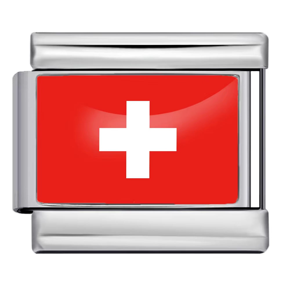 Wholesale Italian Charm Bracelet 9mm DIY Splicing Removable World Flags Stainless Steel Composable Bracelet