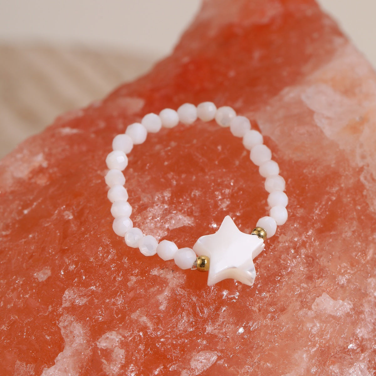 Wholesale Stainless steel cute heart-shaped ring with small beads