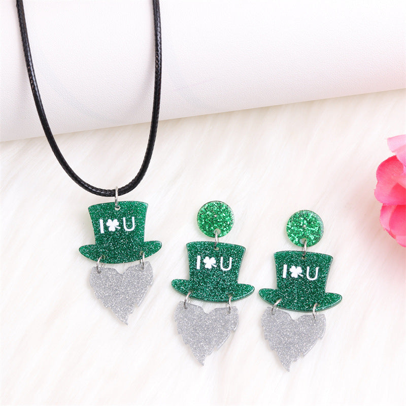 Wholesale St. Patrick's Day Flower Earrings Jewelry Set Acrylic Earrings