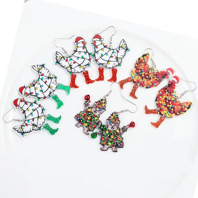 Wholesale Acrylic Cat Earrings Funny Design Party Jewelry Accessory Gift