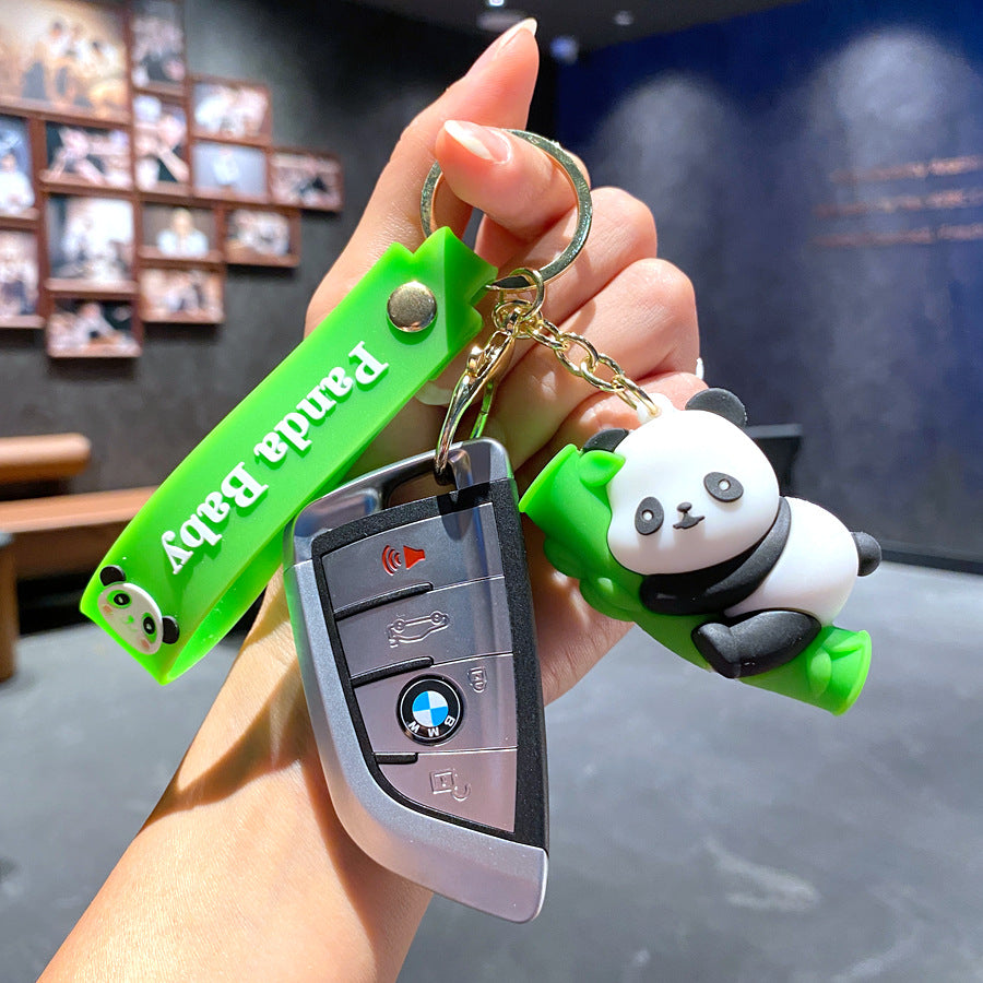 Wholesale Cartoon Panda Holding Bamboo PVC Soft Adhesive Cute Keychain ACC-KC-XinShu020