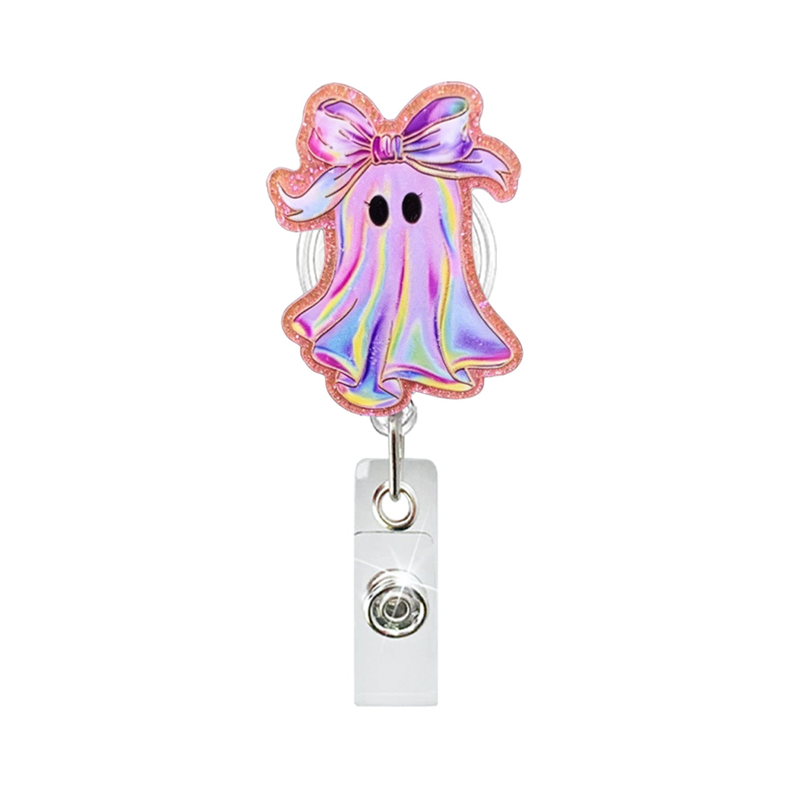 Wholesale Acrylic Ghost  Badge Reel Retractable ID Holder Gift