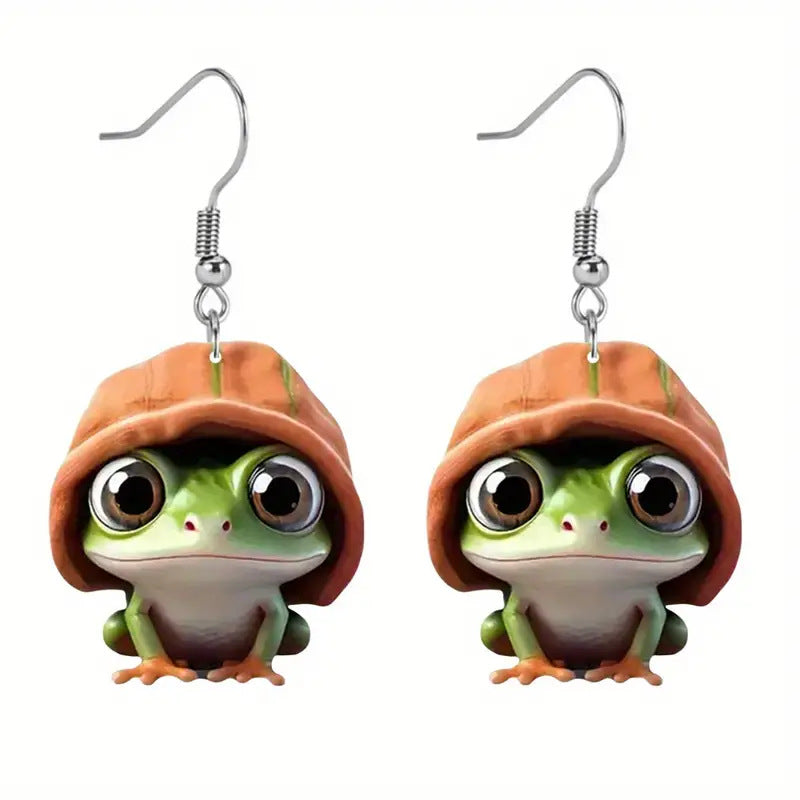 Wholesale  cute little frog 2D acrylic earrings