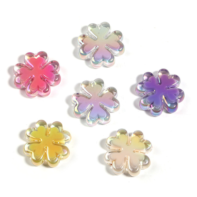 Wholesale 50PCS UV Coated Four Leaf Clover Acrylic Beads DIY Beads ACC-BDS-BLG043