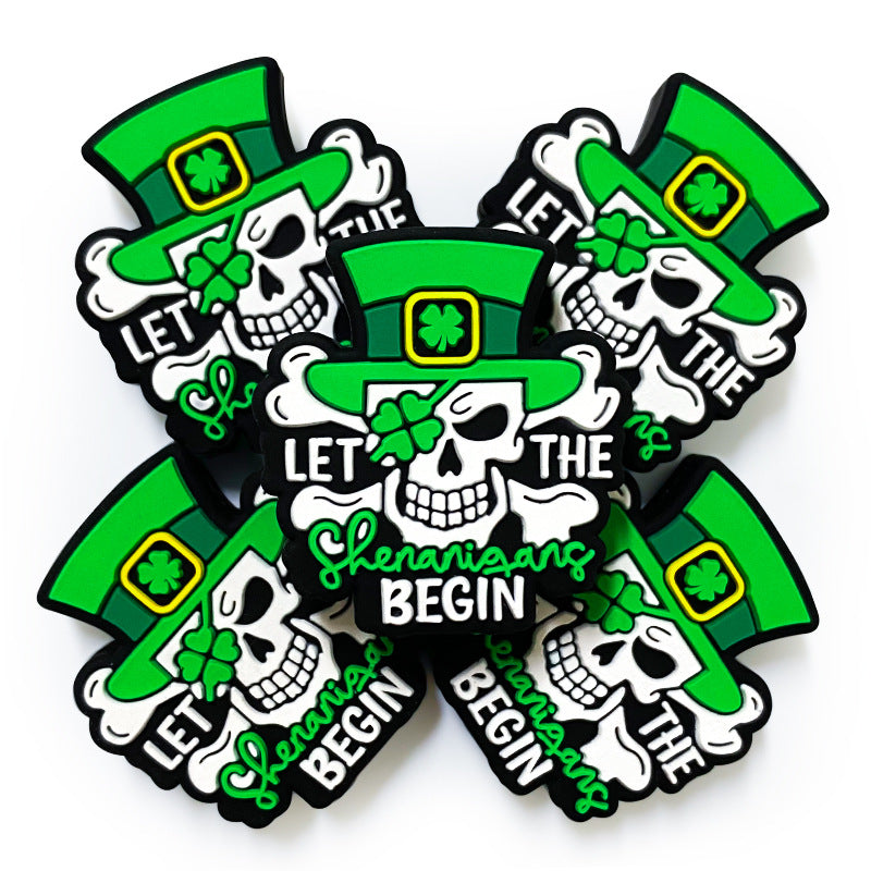 Wholesale 10pcs Four Leaf Clover Skull Focal Beads DIY Bead Pen Accessories ACC-BDS-WDX197