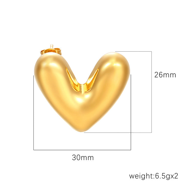 Wholesale Heart-Shaped Hollow Stainless Steel Electroplated Earrings Trendy Jewelry Accessory