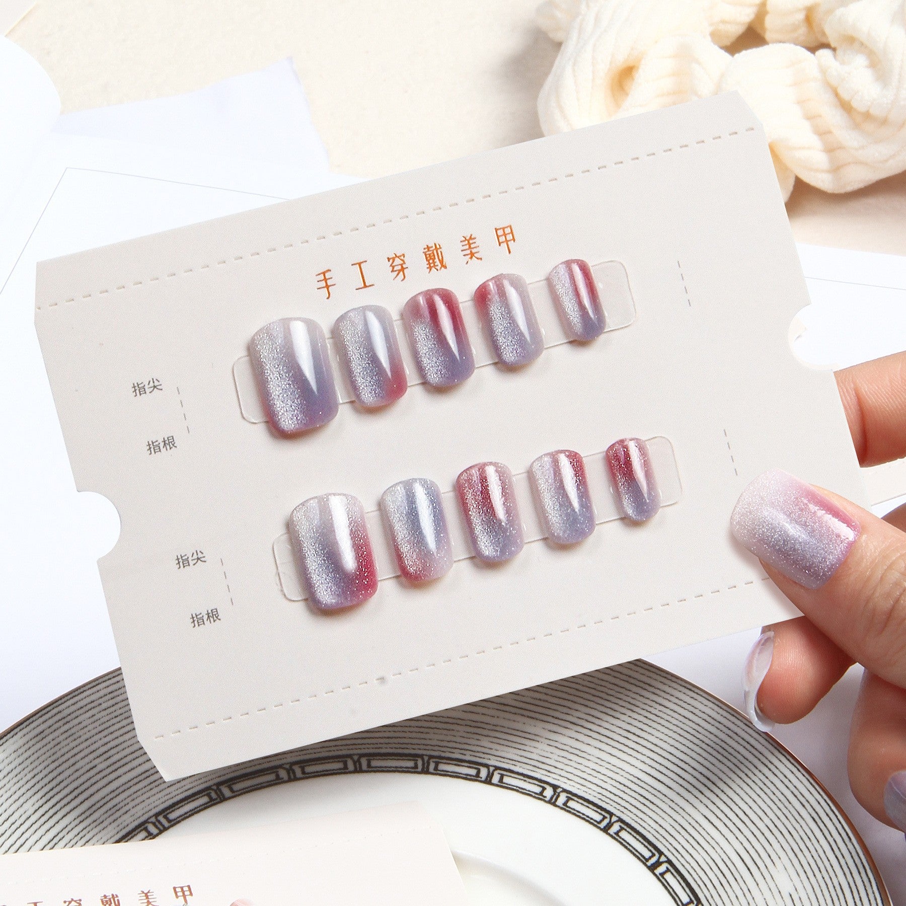 Wholesale of 5PCS Handmade Press on Nails Kits Prefabricated Nail Plates Semi-finished DIY Handmade Nail Plates ACC-NS-XKQ005