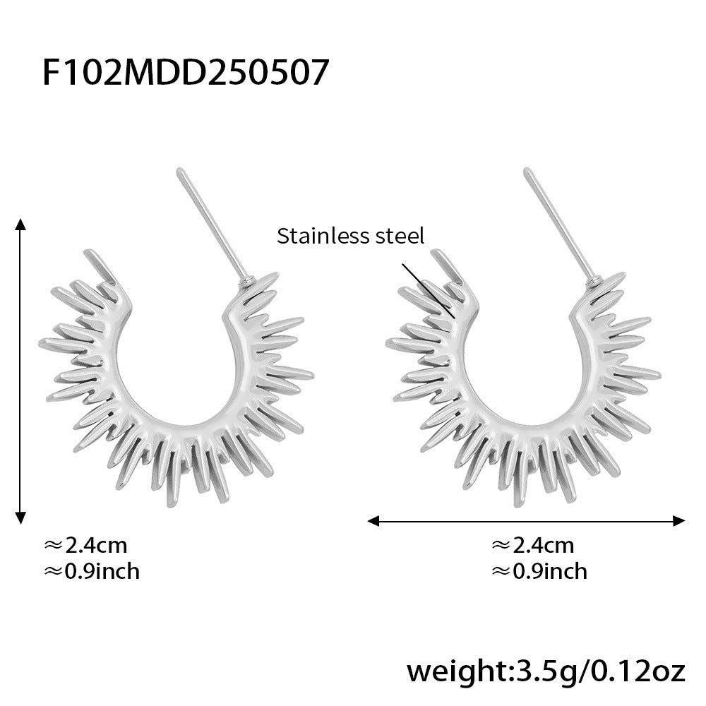 Wholesale Stainless Steel Golden Shining Sunflower Light Earrings