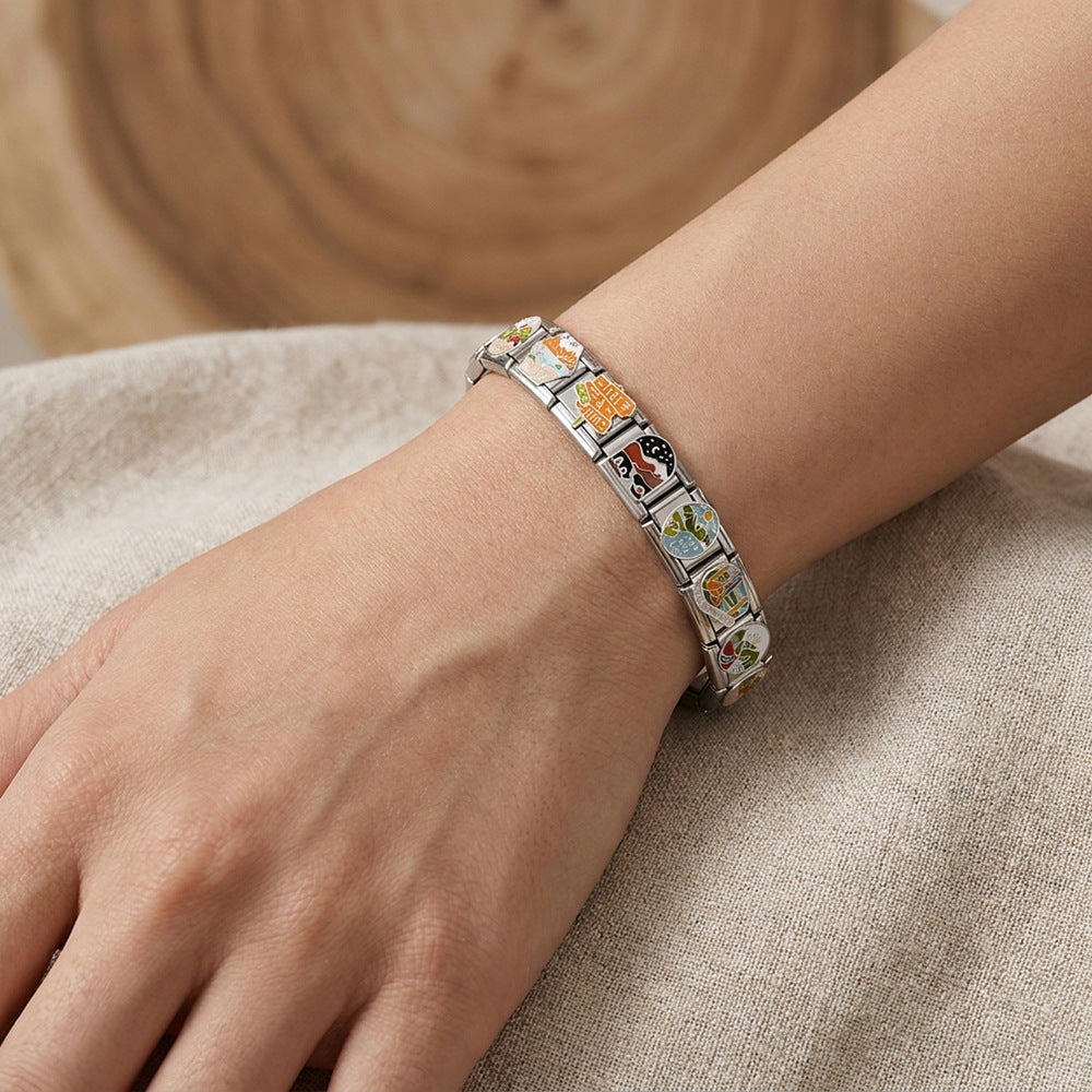 Wholesale Italian Scenic Modular Bracelet Stainless Steel DIY Wristband Watch Strap Chain Fashion Accessory