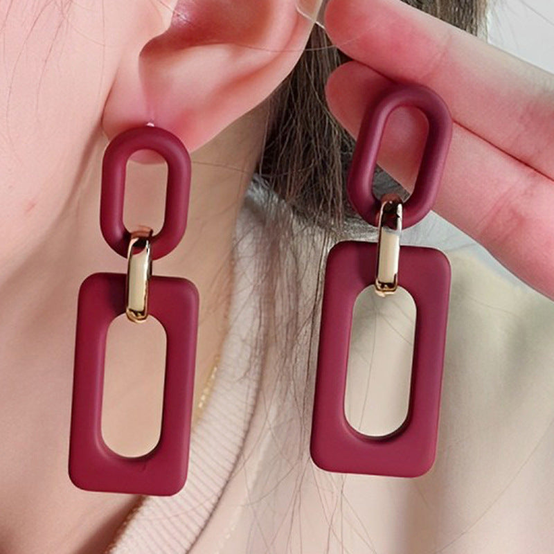 Wholesale rectangular hollow ing acrylic earrings earrings retro personality  earrings