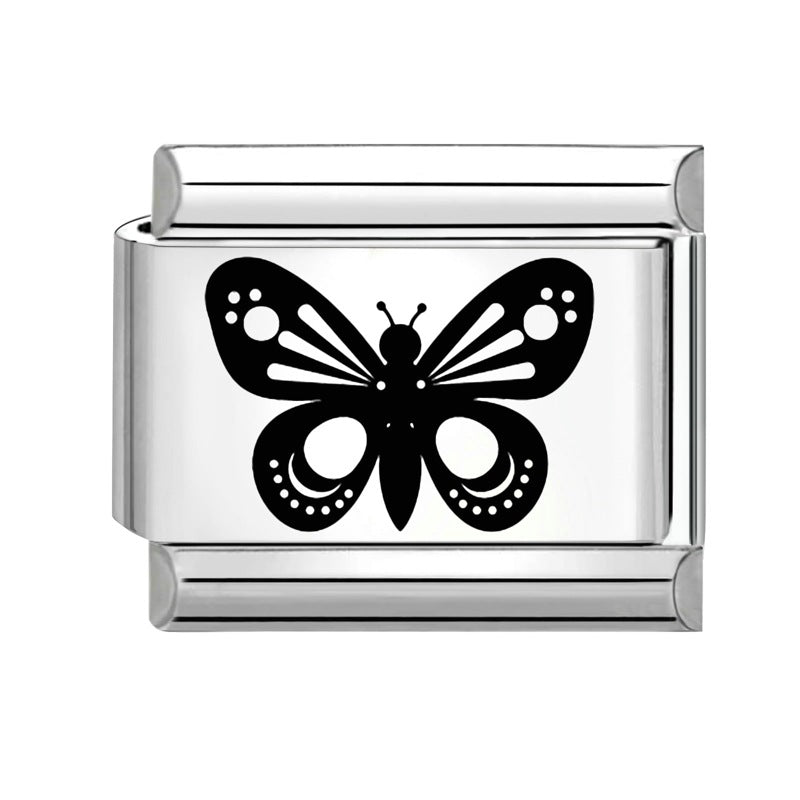 Wholesale  Italian Charm Bracelet 9mm DIY Splicing Removable Black and White Series Stainless Steel Composable Bracelet