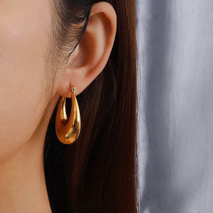 Wholesale Luxury Stainless Steel Hollow  Vacuum Plated 18K Earrings