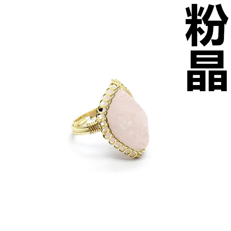 Wholesale natural stone crystal stone ring