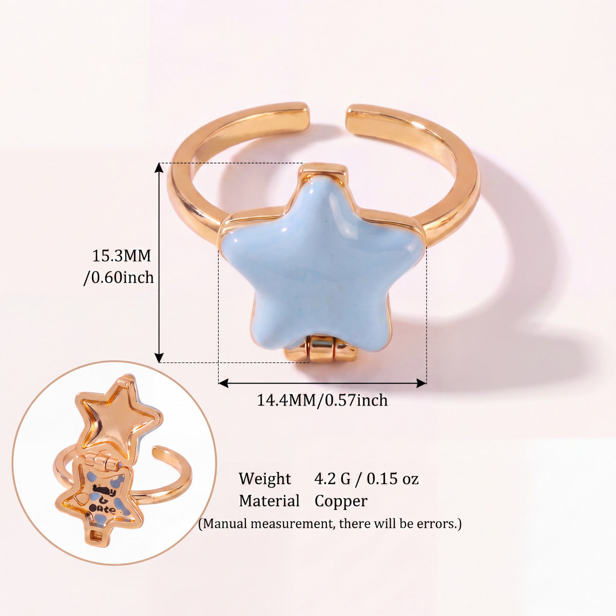 Wholesale Fashion Heart Locket Necklace For Women Copper Pink Gold Plated Cute Star Pendant Jewelry Gift