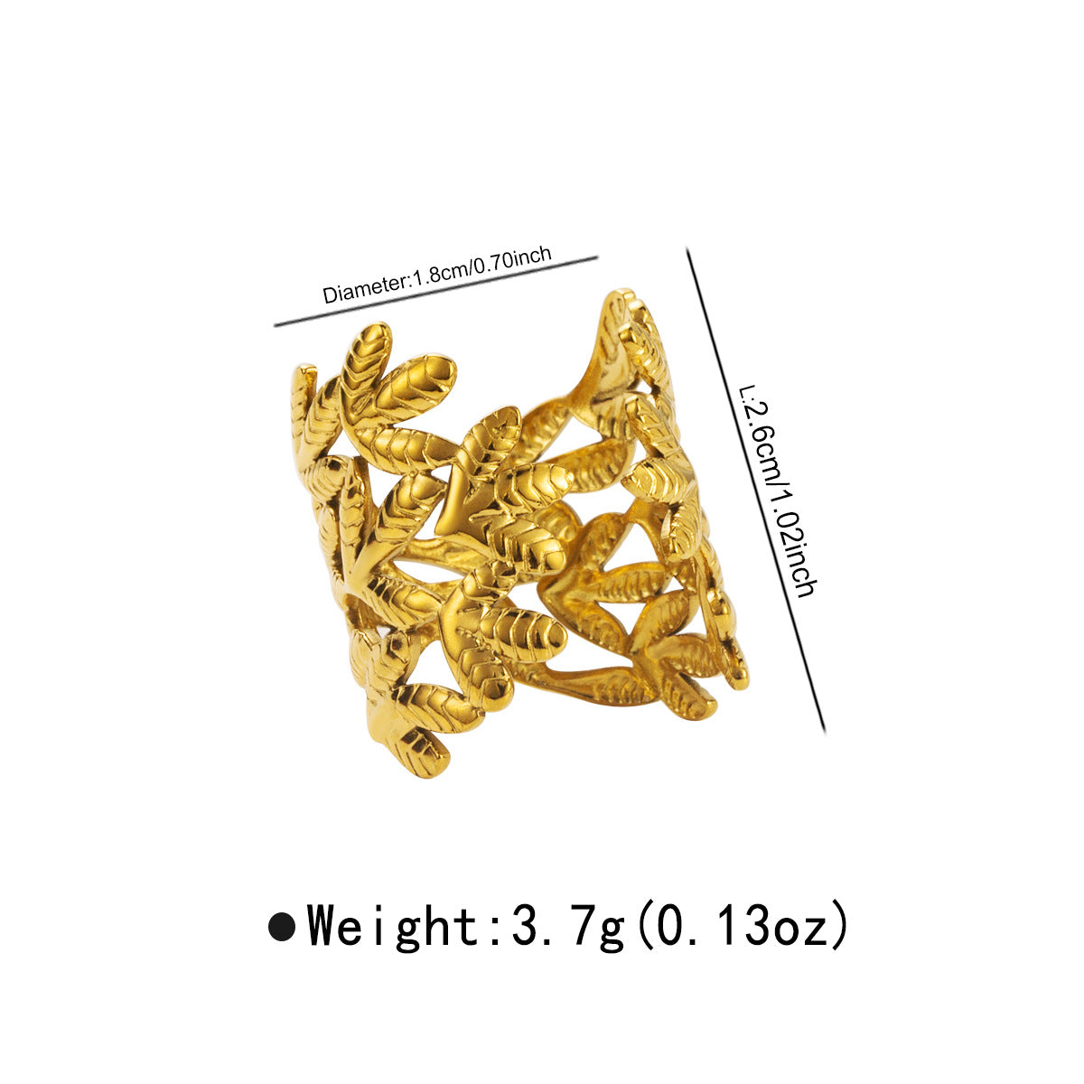 Wholesale Stainless Steel French Retro Personality  Design Leaf Ring