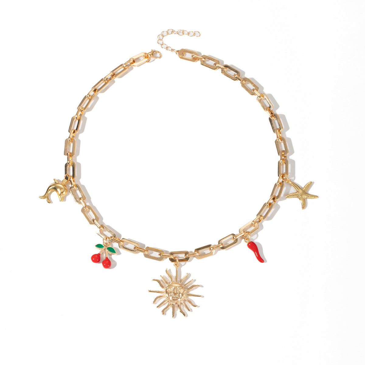 Wholesale  Summer Ocean Retro Sun Necklace