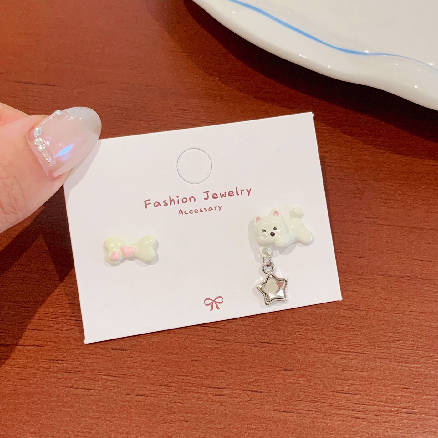 Wholesale Cute West Highland cartoon earrings with silver needle design  bear and horse all-match earrings