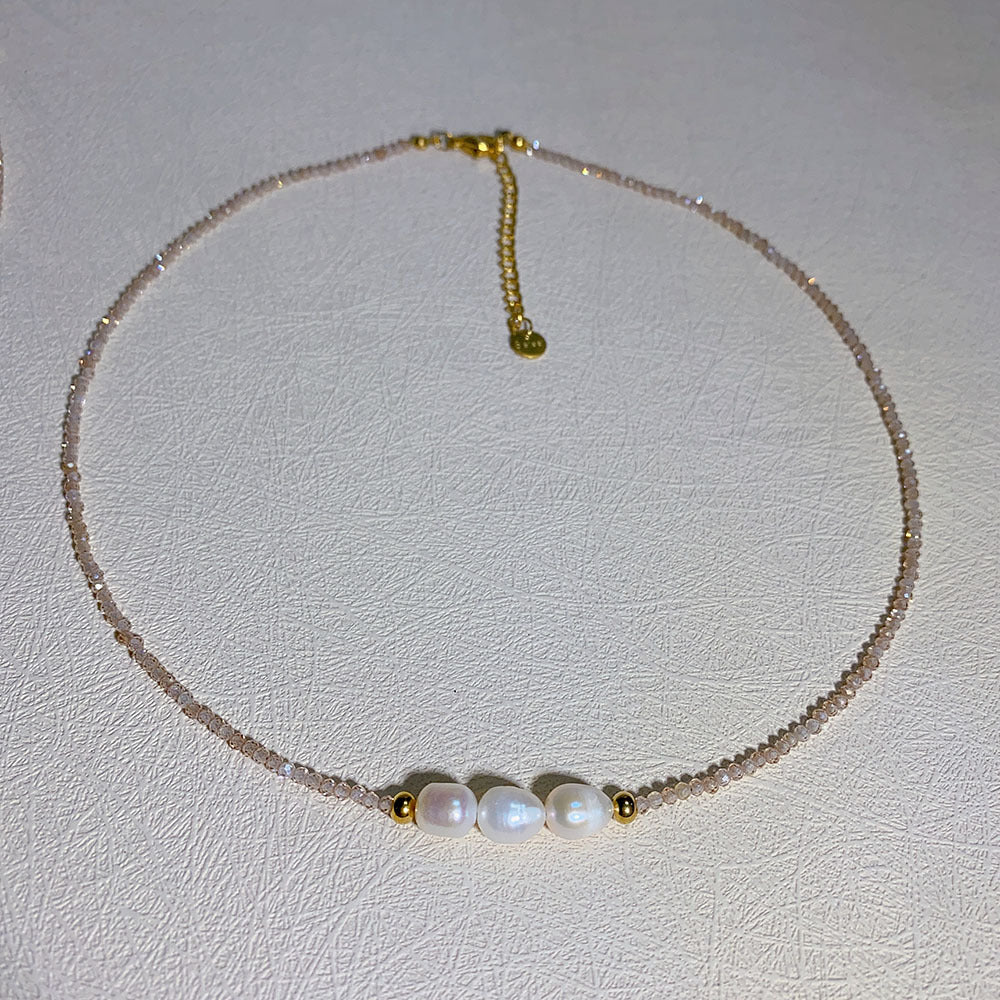 Wholesale Natural Baroque Pearl Necklace Fine Natural Stone Eye Shell Versatile Clavicle Chain Choker Necklace Stainless Steel Necklace ACC-NE-Yazhi001