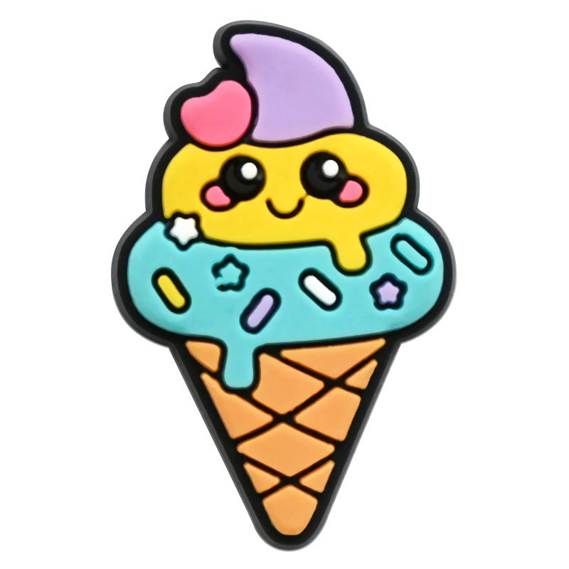 Wholesale Random 100pcs Cartoon Food Series  PVC Soft Rubber Shoe Buckle Decoration