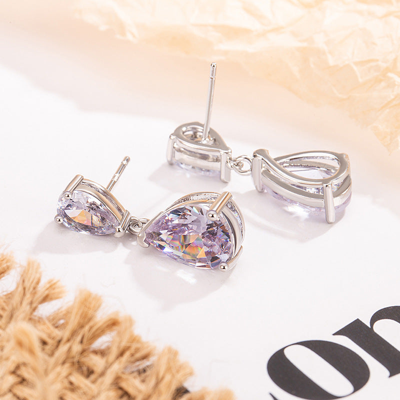 Wholesale Shiny Crystal Zirconium Water Drop Earrings