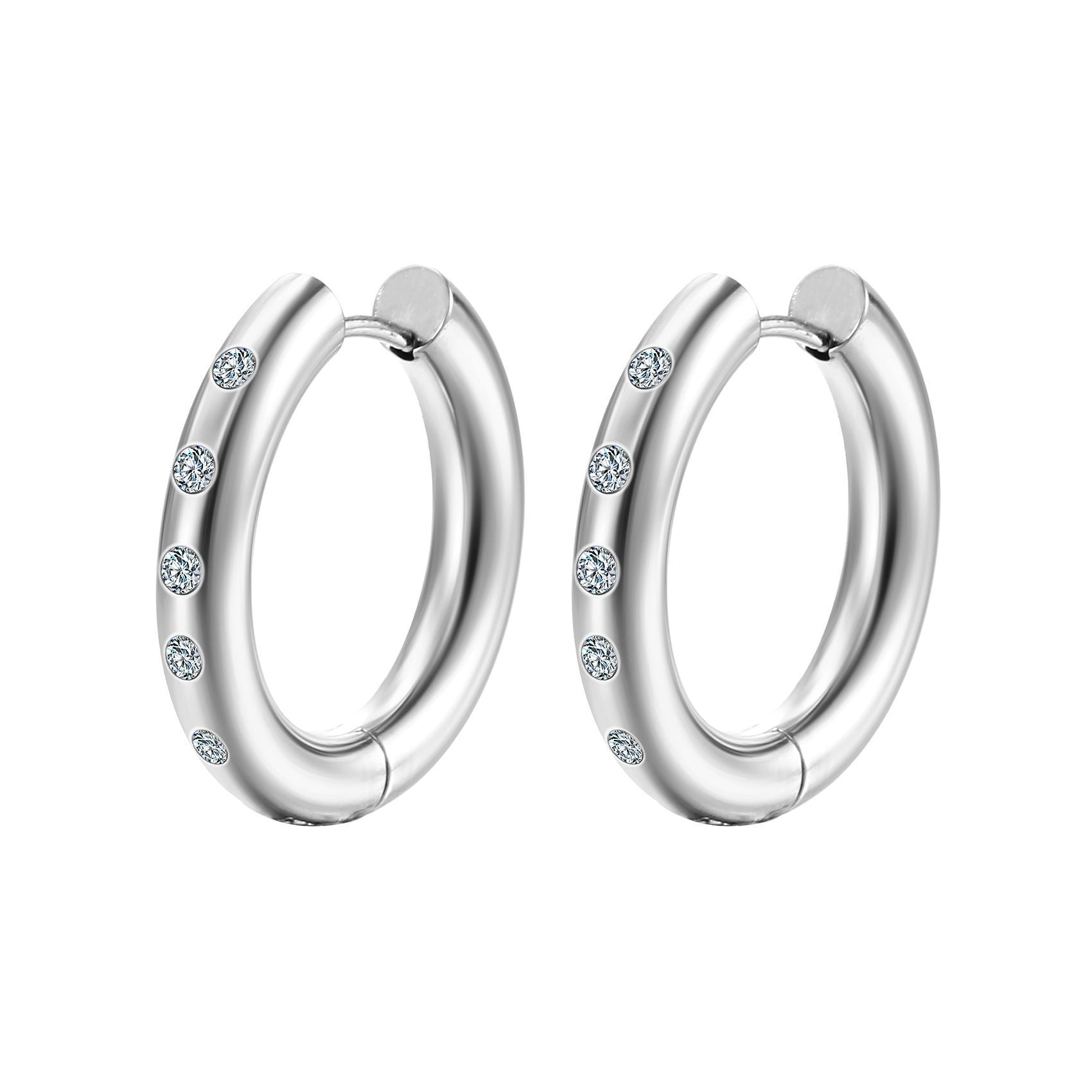 Wholesale 18K Gold Plated Stainless Steel Zircon Inlaid Hoop Earrings ACC-ES-MuShan045